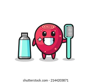 Mascot Illustration of prickly pear with a toothbrush , cute design