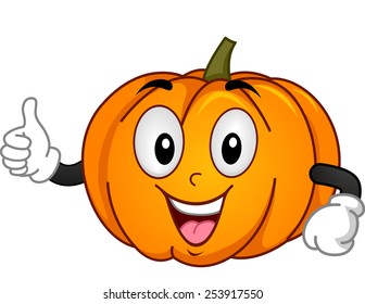 Mascot Illustration of a Pumpkin Giving a Thumbs Up