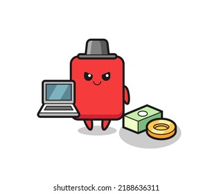 Mascot Illustration of red card as a hacker , cute style design for t shirt, sticker, logo element