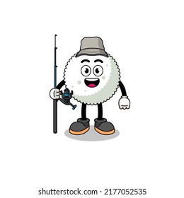 Mascot Illustration of rice ball fisherman , character design