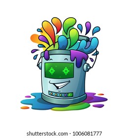 Mascot illustration robot paint bucket