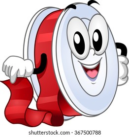 Mascot Illustration of a Roll of Red Ribbon Smiling Happily