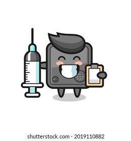 Mascot Illustration of safe box as a doctor , cute style design for t shirt, sticker, logo element