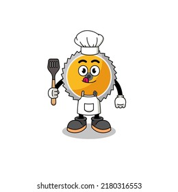 Mascot Illustration of saw blade chef , character design
