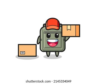 Mascot Illustration of school bag as a courier , cute design