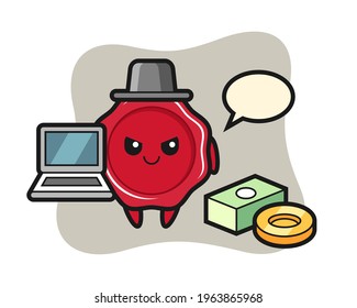 Mascot illustration of sealing wax as a hacker, cute style design for t shirt, sticker, logo element