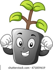 Mascot Illustration of a Seedling Flexing its Biceps