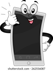 Mascot Illustration of a Smartphone Making the Call Me Hand Gesture