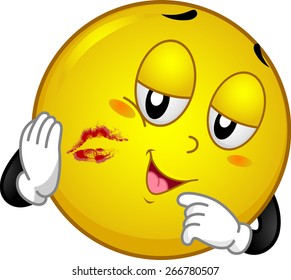 Mascot Illustration of a Smiley with Lipstick Stain on its Face