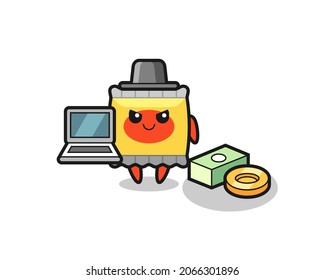 Mascot Illustration of snack as a hacker , cute style design for t shirt, sticker, logo element