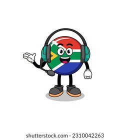 Mascot Illustration of south africa flag as a customer services , character design