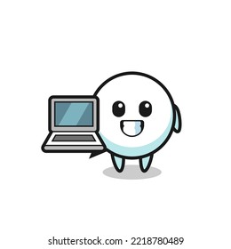 Mascot Illustration of speech bubble with a laptop , cute design