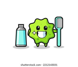 Mascot Illustration of splat with a toothbrush , cute design