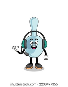 Mascot Illustration of spoon as a customer services , character design