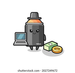 Mascot Illustration of spray paint as a hacker , cute style design for t shirt, sticker, logo element