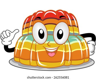 Mascot Illustration of a Stack of Gelatin Pointing to Itself