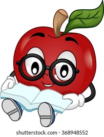 Mascot Illustration of a Student wearing eyeglasses while reading a book