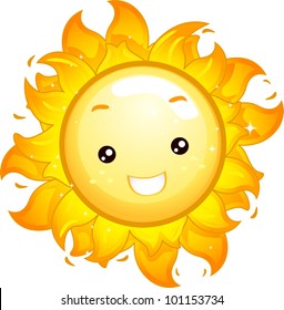 Mascot Illustration of a Sun Shining Brightly