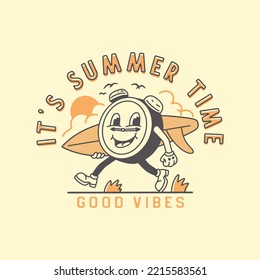 mascot illustration surf graphic time design summer vintage t shirt