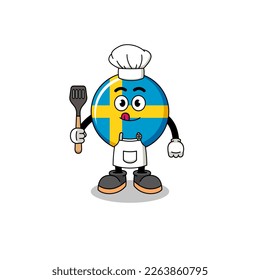 Mascot Illustration of sweden flag chef , character design