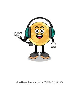 Mascot Illustration of swedish krona as a customer services , character design