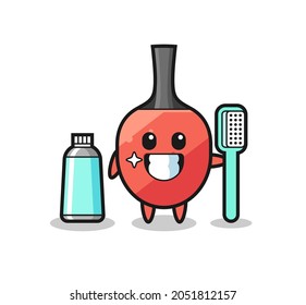 Mascot Illustration of table tennis racket with a toothbrush , cute style design for t shirt, sticker, logo element