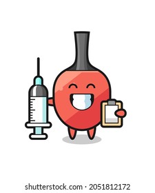 Mascot Illustration of table tennis racket as a doctor , cute style design for t shirt, sticker, logo element