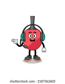 Mascot Illustration of table tennis racket as a customer services , character design