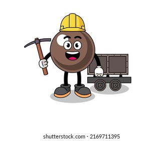 Mascot Illustration of tapioca pearl miner , character design