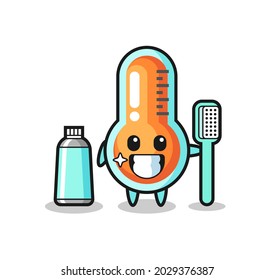 Mascot Illustration of thermometer with a toothbrush