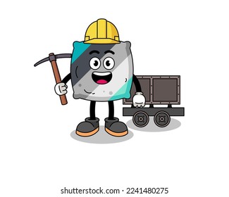 Mascot Illustration of throw pillow miner , character design