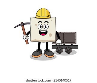 Mascot Illustration of tofu miner , character design