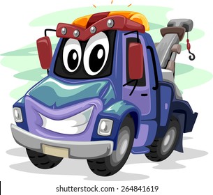 Mascot Illustration of a Tow Truck Smiling Widely