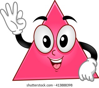 Mascot Illustration of a Triangle Showing Three Fingers