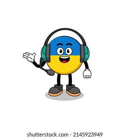 Mascot Illustration of ukraine flag as a customer services , character design