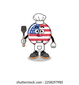 Mascot Illustration of united states flag chef , character design