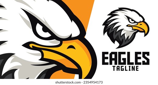 Mascot Illustration: Vintage Vector Graphic for Illustrated Classic Eagle Logo on Sport and E-Sport Gaming Teams with an old school eagle Mascot head.

