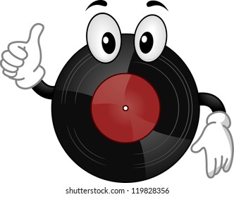 Mascot Illustration of a Vinyl Record Giving a Thumbs Up