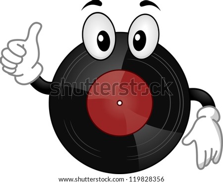 Mascot Illustration of a Vinyl Record Giving a Thumbs Up