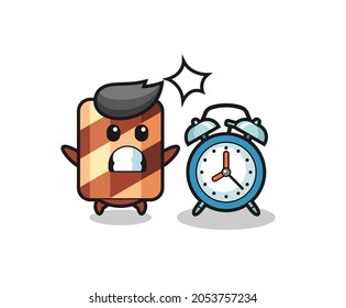 Mascot Illustration of wafer roll as a courier , cute style design for t shirt, sticker, logo element