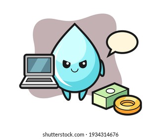 Mascot illustration of water drop as a hacker