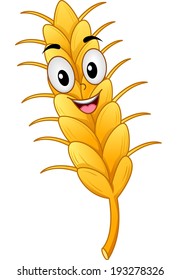 Mascot Illustration of a Wheat Stalk Smiling Happily