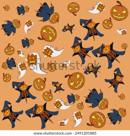 Mascot illustrations, halloween character patterns, editable.