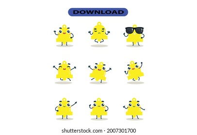 Mascot images of the bell. set. Free Vector