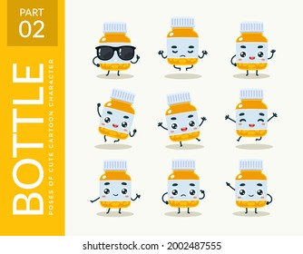 Mascot images of the Bottle Pill. Second set. Vector Illustration