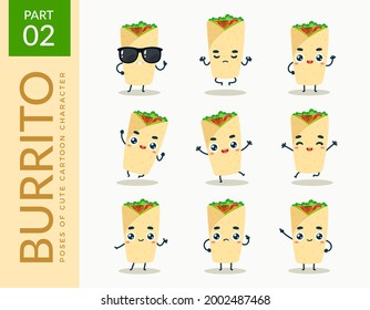 Imágenes de mascota del Burrito. Segundo conjunto. Ilustración vectorial