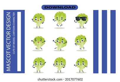Mascot images of the cabbage set. Free Vector High Quality