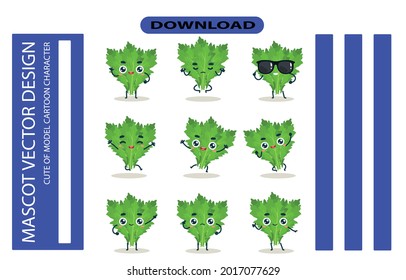 Mascot images of the cabbage set. Free Vector High Quality