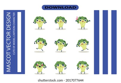 Mascot images of the cabbage set. Free Vector High Quality