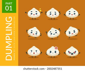 Mascot images of the Cute Dumpling. First set. Vector Illustration